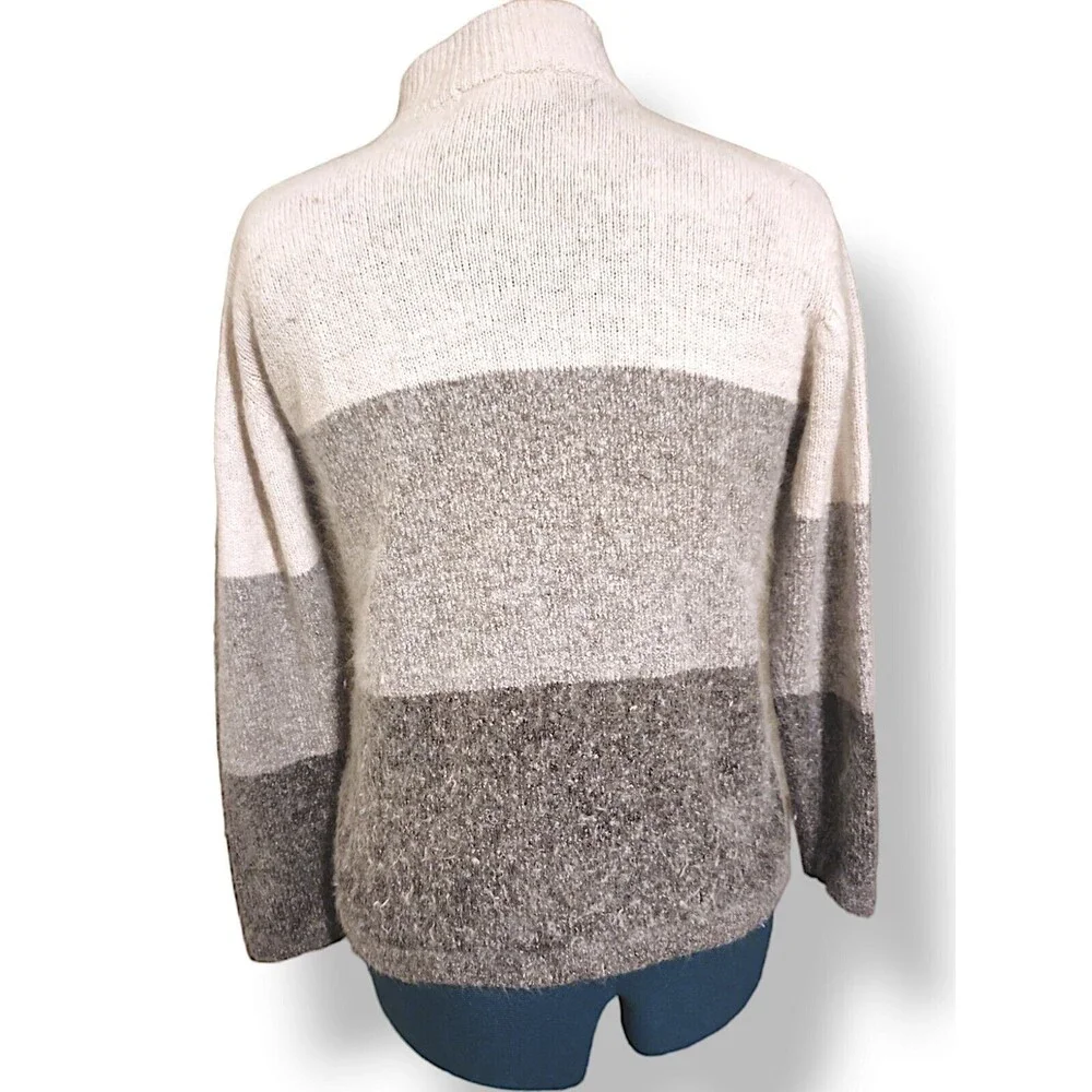 VTG Garland Soft Silk Nylon Angora Lambswool Mock Neck Sweater Flowers Size S